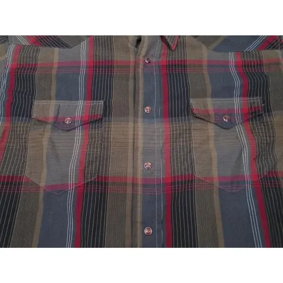 VTG Wrangler Shirt Mens XL Red Pearl Snap X-Long Tails Cowboy Western USA Made - Picture 2 of 9